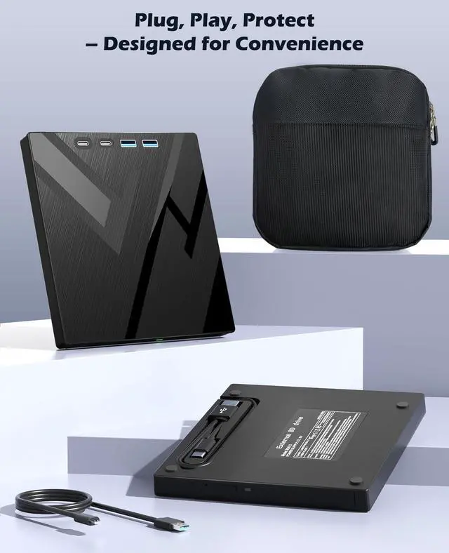 Alt view image 4 of 7 - 7 in 1 External Blu Ray Drive, External Blueray/DVD Drive for PC with SD/TF Port Blu Ray Burner, Support 100G Disc External Blu Ray Drive for Windows Linux MacOS Laptop Desktop(with Carring Case)