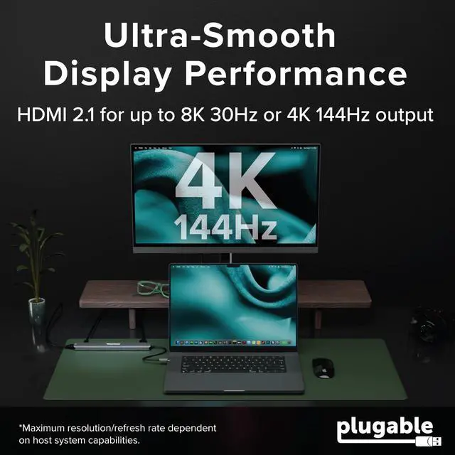 Alt view image 3 of 7 - USB C Hub: 10-in-1 Multiport Adapter (8K/4K 144Hz HDMI 2.1, 2.5G Ethernet, 140W Charging, 10Gbps Data) Driverless IT Deployment for MacBook Pro/Air Windows Thunderbolt Chromebook, USBC-10IN1E