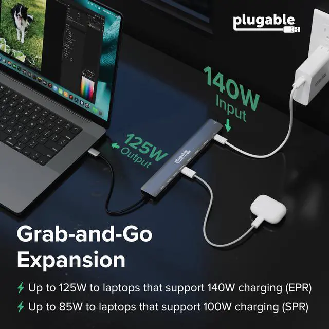 Alt view image 4 of 7 - USB C Hub: 10-in-1 Multiport Adapter (8K/4K 144Hz HDMI 2.1, 2.5G Ethernet, 140W Charging, 10Gbps Data) Driverless IT Deployment for MacBook Pro/Air Windows Thunderbolt Chromebook, USBC-10IN1E