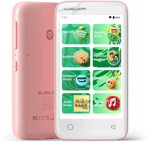 Main image of 80GB MP3 Player for Kids, Parental Controls, Supports Spotify Kids, Audible, LibriVox, Amazon Music and Kindle:Safe Android MP4 Player Gift with 4" Touchscreen, WiFi and Bluetooth(Pink)