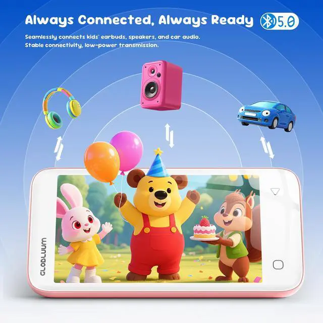 Alt view image 6 of 7 - 80GB MP3 Player for Kids, Parental Controls, Supports Spotify Kids, Audible, LibriVox, Amazon Music and Kindle:Safe Android MP4 Player Gift with 4" Touchscreen, WiFi and Bluetooth(Pink)