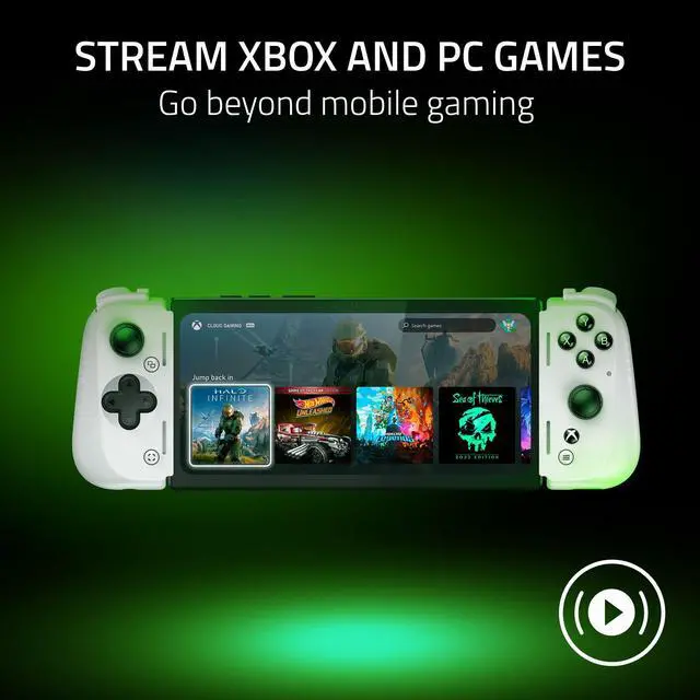 Alt view image 4 of 7 - Kishi V2 Pro Mobile Gaming Controller Xbox Edition for Android: HyperSense Haptics - Universal Fit - Stream PC & Xbox Games - Play Touchscreen Only Games - White