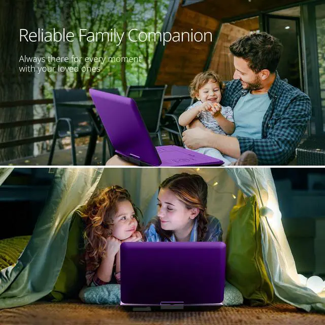 Alt view image 7 of 7 - 17.5" Portable DVD Player with 15.6" Large HD Swivel Screen, 6 Hours Working Time with Built-in Battery, Dual Stereo Speakers, Support USB/SD Card/Sync TV and Multiple Disc Formats-Purple