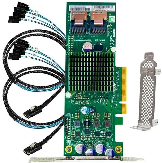Main image of SAS HBA Card Compatible with LSI 9207-8i IT Mode PCIe SATA Expansion Card, 8-Port 6Gbps PCIe 3.0, SAS Expander Support, HBA Controller with 2x SFF-8087 to 4x SATA Cables for ZFS TrueNAS unRAID Proxmox