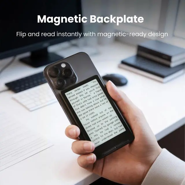 Alt view image 4 of 7 - X4 E-Book Reader, 4.3" Portable Pocket E-Ink eReader with Physical Page-Turn Buttons, Ultra-Thin 0.23 inch&2.72 oz, Magnetic-Ready Design, Distraction-Free Reading, 16GB Storage, Space Black