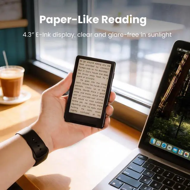 Alt view image 5 of 7 - X4 E-Book Reader, 4.3" Portable Pocket E-Ink eReader with Physical Page-Turn Buttons, Ultra-Thin 0.23 inch&2.72 oz, Magnetic-Ready Design, Distraction-Free Reading, 16GB Storage, Space Black