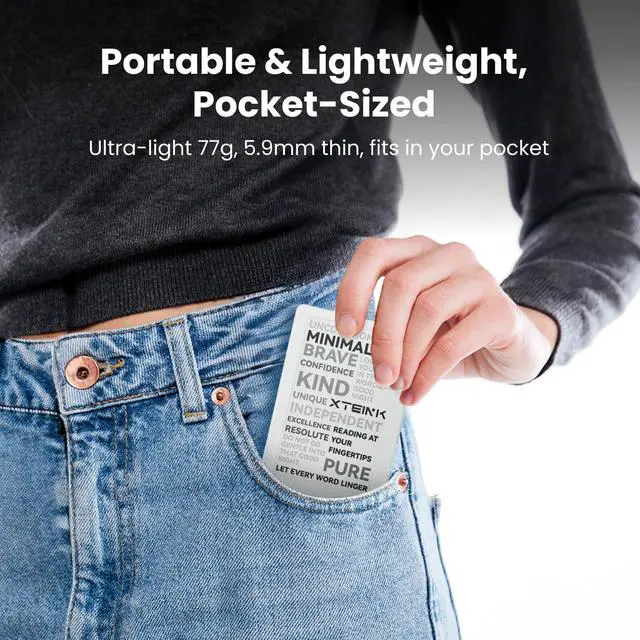 Alt view image 3 of 7 - X4 E-Book Reader, 4.3" Portable Pocket E-Ink eReader with Physical Page-Turn Buttons, Ultra-Thin 0.23 inch&2.72 oz, Magnetic-Ready Design, Distraction-Free Reading, 16GB Storage, Space Black
