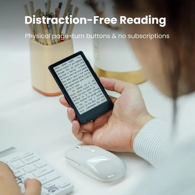 Alt view image 7 of 7 - X4 E-Book Reader, 4.3" Portable Pocket E-Ink eReader with Physical Page-Turn Buttons, Ultra-Thin 0.23 inch&2.72 oz, Magnetic-Ready Design, Distraction-Free Reading, 16GB Storage, Space Black