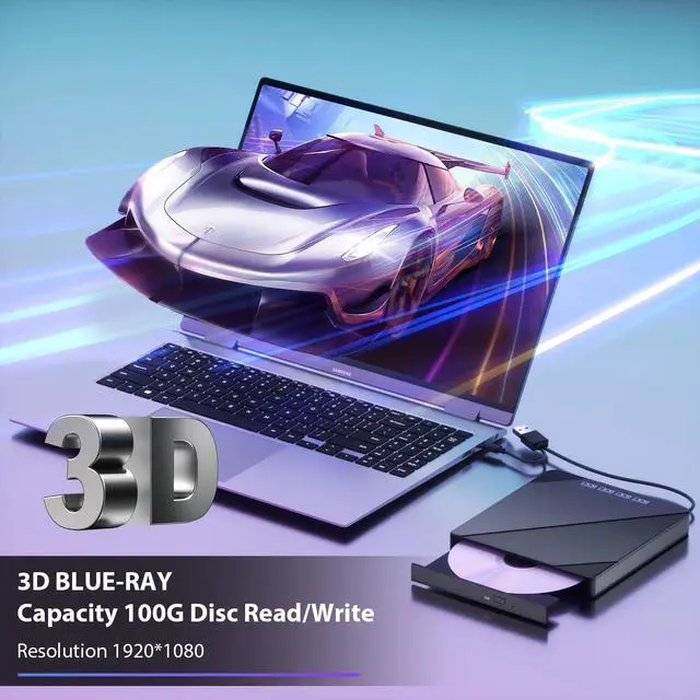 Alt view image 5 of 7 - External Blu ray Drive, 7 in 1 Support 100G Disc R/W, USB3.0 Type-C Bluray Drive BD DVD CD Burner with 4 USB Ports, SD/TF Card Slot Compatible with Windows Linux MacOS (Blu ray &CD &DVD)