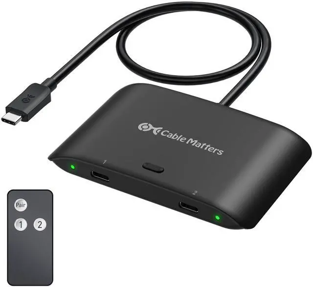 Main image of 20Gbps USB C Switch for 2 Computers, Up to 8K@30Hz on Windows, 4K@60Hz on macOS, 140W PD, for Sharing a USB-C/Thunderbolt 4 Monitor or Dock (Not Work with Captive Cable Docks), Black