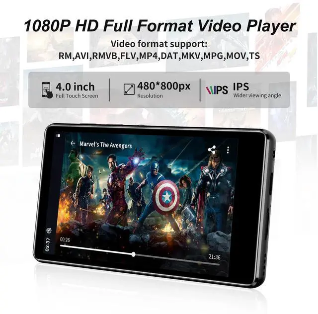 Alt view image 6 of 7 - 80GB MP3 Player with Bluetooth and WiFi, SWOFY Music Player with Spotify,Pandora,Amazon Music, M503Pro 4.0-inch Touch Screen Android MP4 MP3 Player for Kids with Libby,Audible,Spotify Kids,FM Radio