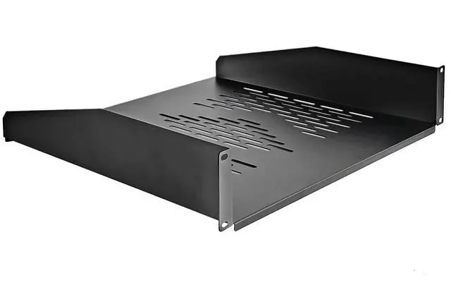 Main image of 19 2U Rack Shelf Server Cabinet Mount Vented Cantilever Tray for Network Equipment, 18 Inches 45 CM Depth, Black