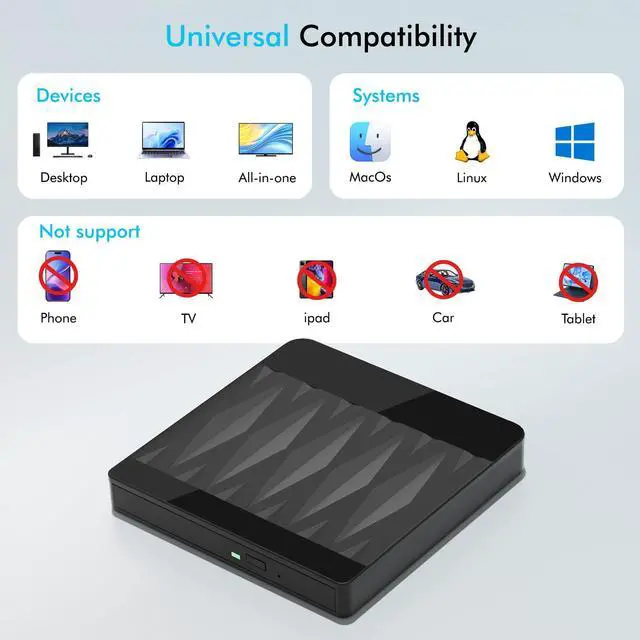 Alt view image 5 of 7 - External Blu Ray Drive ,Bluray Burner External USB 3.0 Type-C BD/DVD/CD Writer for PC ,Support 3D Playback & 50GB Discs,External Blu Ray Reader Compatible with Windows XP/7/8/10/11, Linux, Mac OS