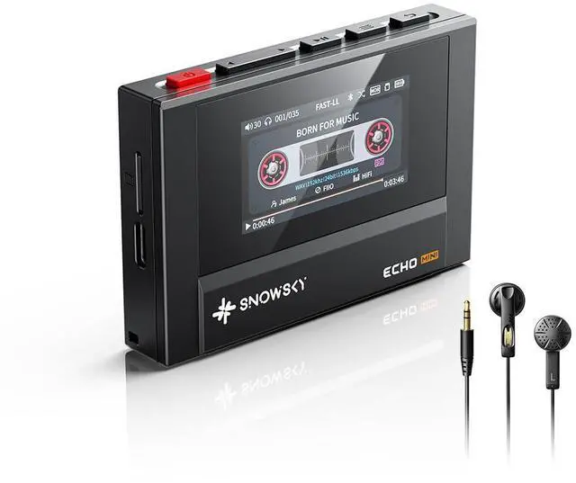 Main image of SnowSky/FiiO Echo MINI HiFi Bluetooth MP3 Player, 15Hours Playback, Independent Volume Control with 3.5mm/4.4mm Headphones Outputs (Black with Earphone)