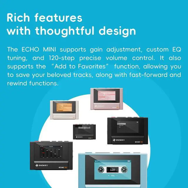 Alt view image 7 of 7 - SnowSky/FiiO Echo MINI HiFi Bluetooth MP3 Player, 15Hours Playback, Independent Volume Control with 3.5mm/4.4mm Headphones Outputs (Black with Earphone)