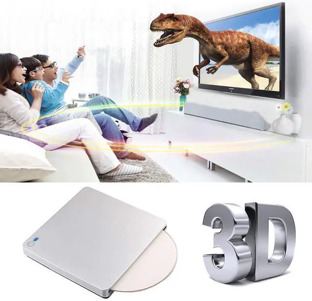 Alt view image 6 of 7 - External 3D Blu Ray DVD Drive, USB 3.0 and Type-C Blu Ray CD DVD Drive Player Ultra Slim Slot-in CD DVD Burner with Smart Touch Compatible with Windows XP/7/8/10, Mac OS for MacBook, Laptop, PC