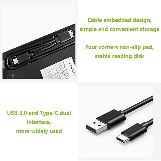 Alt view image 7 of 7 - External 3D Blu Ray DVD Drive, USB 3.0 and Type-C Blu Ray CD DVD Drive Player Ultra Slim Slot-in CD DVD Burner with Smart Touch Compatible with Windows XP/7/8/10, Mac OS for MacBook, Laptop, PC