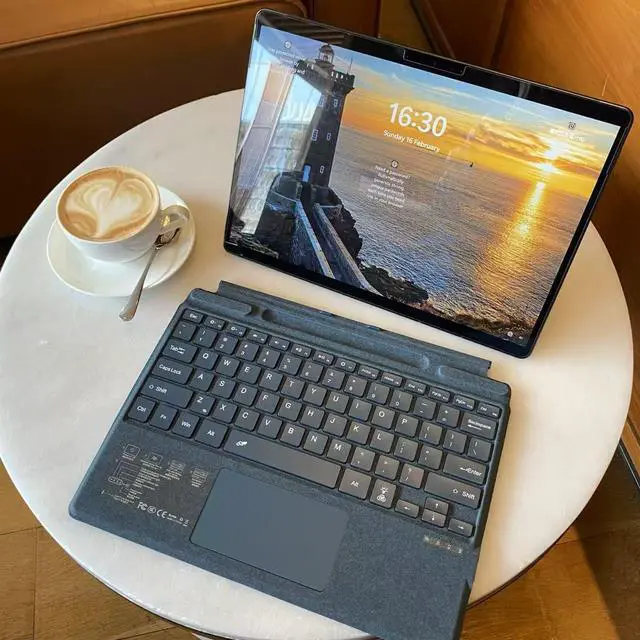 Alt view image 6 of 6 - Type Cover for Microsoft Surface Pro 11/10 / 9/8 / X, 13 inch, Ultra-Slim Bluetooth Keyboard with Multi-Touchpad Mouse Rechargeable, 7-Color LED Backlit (Blue)