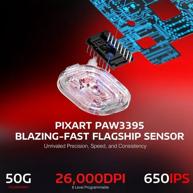 Alt view image 5 of 7 - ATTACK SHARK X3 Wireless Gaming Mouse, 49g Ergonomic Computer Mouse, Triple Modes PAW3395 26K DPI Optical Sensor, 200h Battery Life, Programmable Buttons, Gaming Accessories for PC/Laptop/Mac (Red)