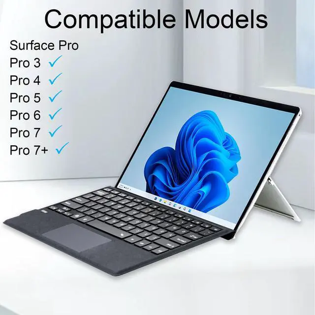 Alt view image 2 of 6 - Type Cover for Microsoft Surface Pro 7+ / Pro 7/6 / 5/4 / 3, 12.3 inch, Ultra-Slim Wireless Bluetooth Tablet Keyboard with Multi Touchpad (Charcoal)