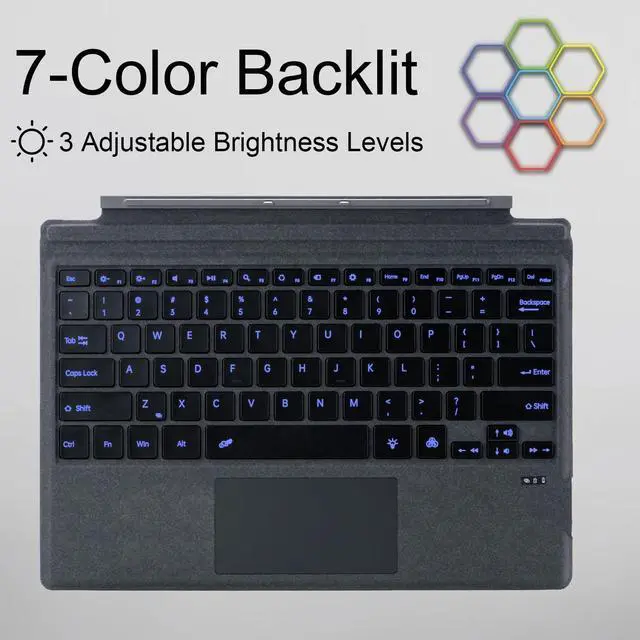 Alt view image 5 of 6 - Type Cover for Microsoft Surface Pro 7+ / Pro 7/6 / 5/4 / 3, 12.3 inch, Ultra-Slim Wireless Bluetooth Tablet Keyboard with Multi Touchpad (Charcoal)