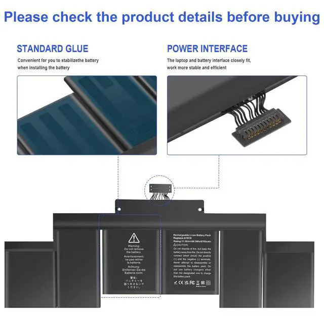 Alt view image 6 of 7 - A1398 Battery Replacemen for A1618 A1494 MacBook Pro 15" Retina A1398 (Late 2013 Mid 2014 Mid 2015),for MacBook Pro 11,2/MacBook Pro 11,3