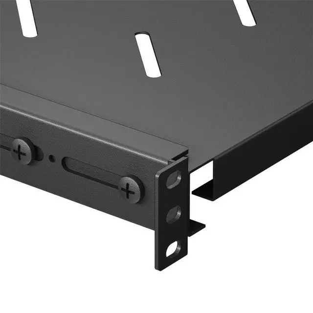 Alt view image 6 of 6 - Vented 4-Post Shelf, Adjustable, Black, 250 mm Depth, 1U, 242 lbs, Cold Rolled Steel