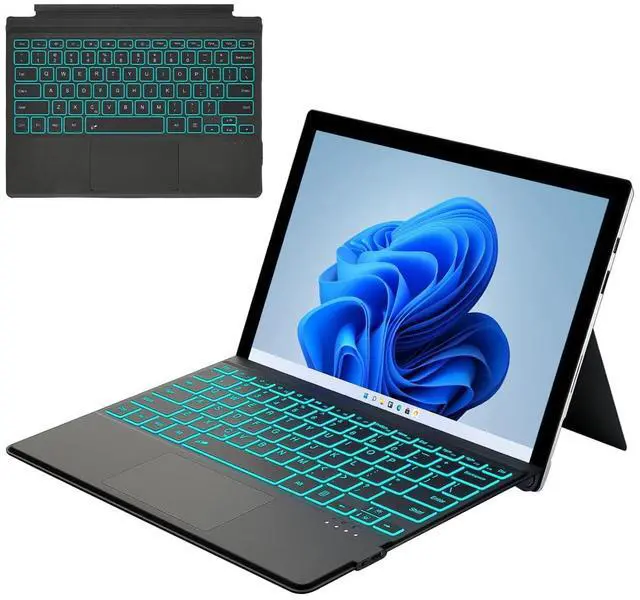 Main image of Microsoft Surface Pro Keyboard for 7+/7/6/5/4/3, 12.3" Wireless Bluetooth Type Cover with 7-Color Backlit, Ultra-Slim Design, Multi-Touch Trackpad, Rechargeable Battery, (Black)