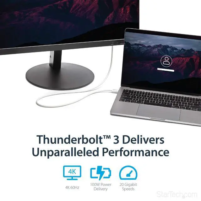 Alt view image 3 of 6 - 6.6ft (2m) Passive Thunderbolt 3 Cable, 20Gbps, 100W PD, 4K Video, Thunderbolt Cable, Compatible with USB4/DP Alt Mode, Thunderbolt 4, USB 3.2/Type-C (TBLT3MM2MW)