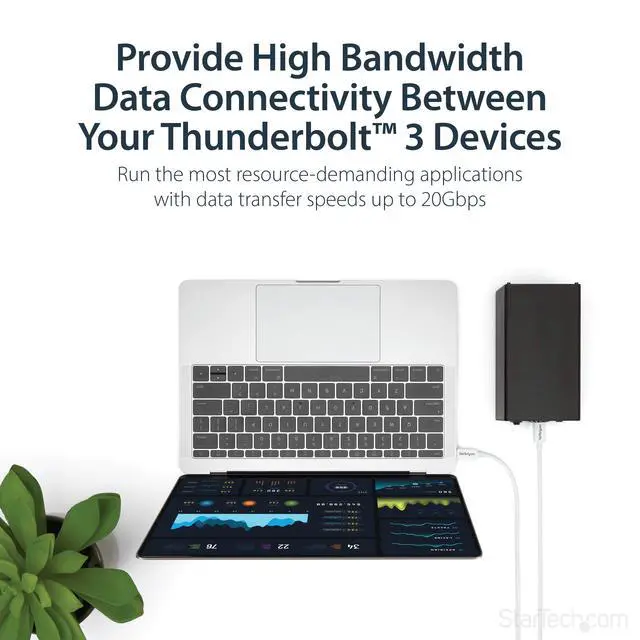 Alt view image 2 of 6 - 6.6ft (2m) Passive Thunderbolt 3 Cable, 20Gbps, 100W PD, 4K Video, Thunderbolt Cable, Compatible with USB4/DP Alt Mode, Thunderbolt 4, USB 3.2/Type-C (TBLT3MM2MW)