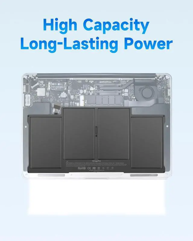 Alt view image 3 of 5 - Battery Replacement for MacBook Air 13-inch A1466 (2012, 2013, 2014, 2015, 2017) / A1369 (2010, 2011) A1377/A1405/A1496 Battery