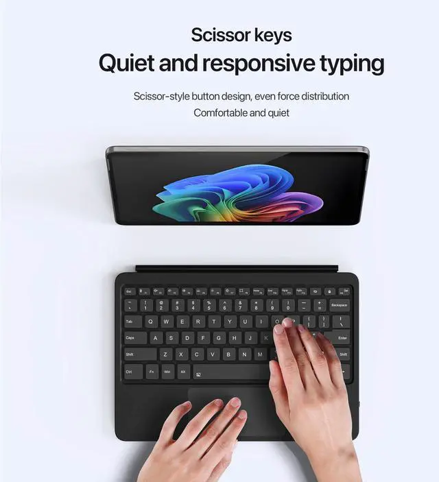 Alt view image 3 of 7 - Detachable Bluetooth Keyboard for Microsoft Surface Pro 12 inch 2025 7-Color Backlit Wireless Keyboard with Touchpad, 14 Shortcut Keys, 30H Battery Magnetic & Slim Design, Black