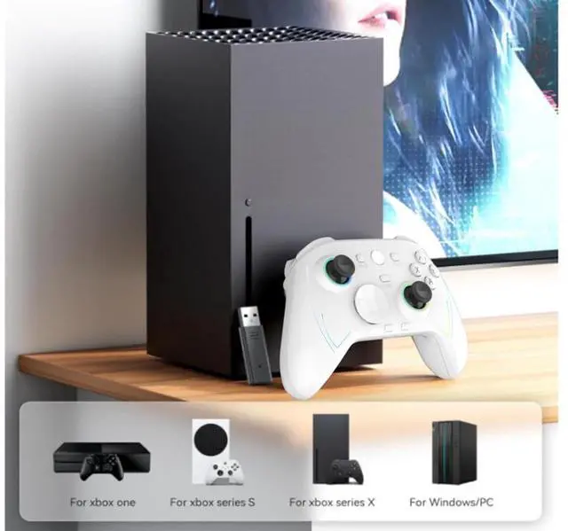 Alt view image 2 of 7 - HD151-S Wireless Game Controller with 7 Colors LED Lighting Compatible with Xbox One S/X, Xbox Series S/X, with 2.4G Wireless Adapter, 3.5mm Audio Jack Gaming Gamepad, Turbo/Programmable