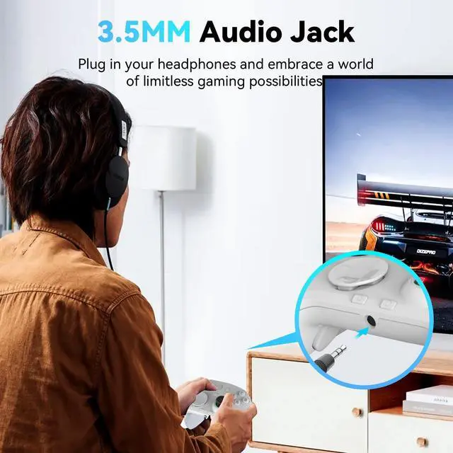 Alt view image 6 of 7 - HD151-S Wireless Game Controller with 7 Colors LED Lighting Compatible with Xbox One S/X, Xbox Series S/X, with 2.4G Wireless Adapter, 3.5mm Audio Jack Gaming Gamepad, Turbo/Programmable