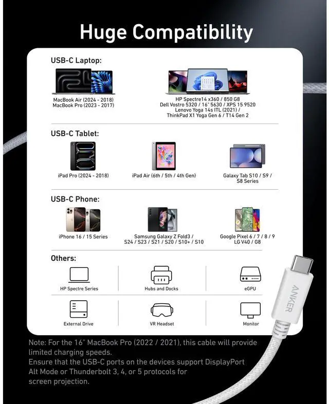 Alt view image 7 of 7 - Prime Thunderbolt 4 Cable, 3.3 ft USB C to USB C Cable, 240W Charging, 40Gbps Data Transfer, Supports 8K/4K Displays, for iPhone 16 Series, MacBook Air, iPad, Samsung (Thunderbolt 4-Certified)