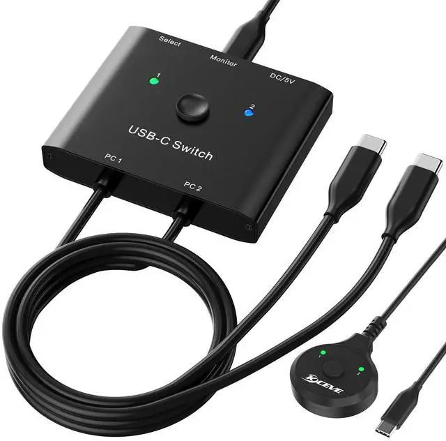 Main image of USB C Switch,Bi-Directional USB C Switcher 2 Computers,MLEEDA USB Type C KVM Switch 8K@60Hz 4K@120Hz Video/10Gbps Data Transfer/100W Charging,Compatible with Thunderbolt Device,USB-C Cables Included