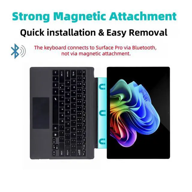 Alt view image 4 of 7 - Type Cover for Microsoft Surface Pro 7+ / Pro 7/6 / 5/4 / 3, 12.3 inch, Ultra-Slim Wireless Bluetooth Tablet Keyboard with Multi Touchpad (Onyx)