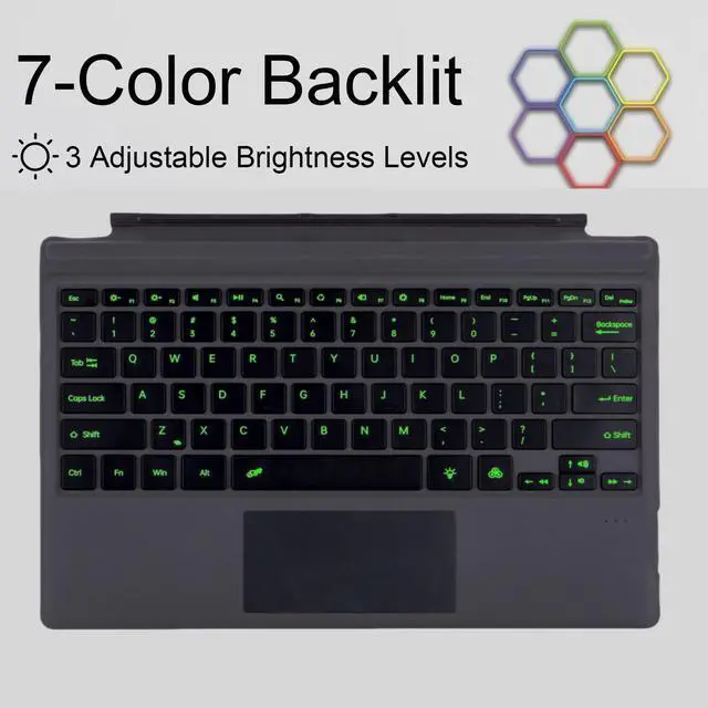 Alt view image 5 of 7 - Type Cover for Microsoft Surface Pro 7+ / Pro 7/6 / 5/4 / 3, 12.3 inch, Ultra-Slim Wireless Bluetooth Tablet Keyboard with Multi Touchpad (Onyx)