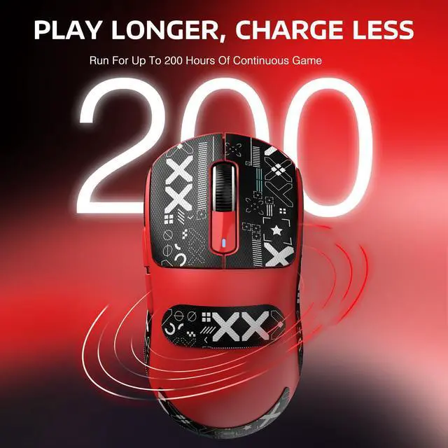 Alt view image 6 of 7 - ATTACK SHARK X3 Wireless Gaming Mouse, 49g Bluetooth/2.4G/USB-C Ergonomic Computer Mouse, PAW3395 26K DPI Sensor, 200h Battery Life, Programmable Buttons Griptape, Gaming Accessories for PC/Laptop/Mac