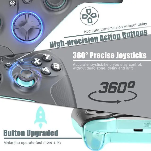 Alt view image 3 of 6 - Wireless Controller for Xbox One, Xbox Series X/S, PC, with 6-Axis Motion Control/3.5mm Audio Jack/Multi Touch Pad/Programming with TURBO Macro Function Grey
