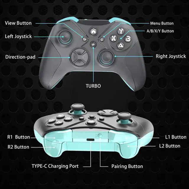 Alt view image 6 of 6 - Wireless Controller for Xbox One, Xbox Series X/S, PC, with 6-Axis Motion Control/3.5mm Audio Jack/Multi Touch Pad/Programming with TURBO Macro Function Grey