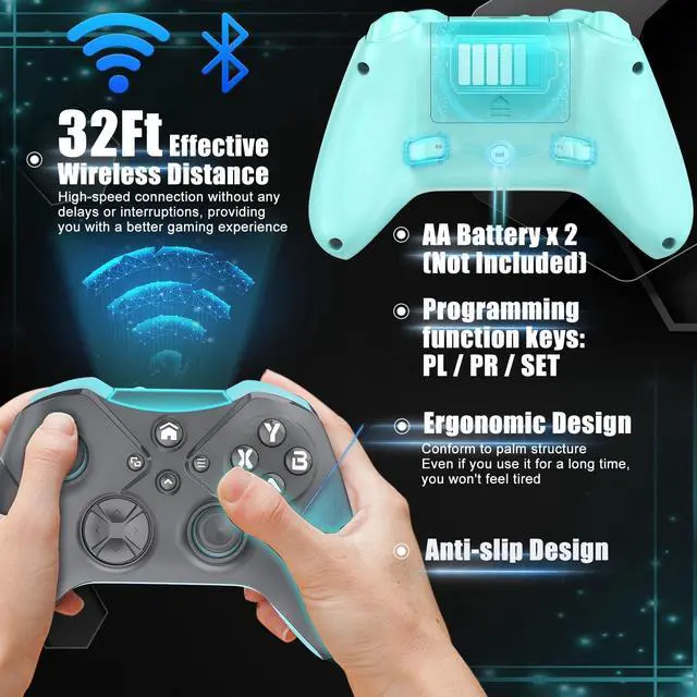 Alt view image 2 of 6 - Wireless Controller for Xbox One, Xbox Series X/S, PC, with 6-Axis Motion Control/3.5mm Audio Jack/Multi Touch Pad/Programming with TURBO Macro Function Grey