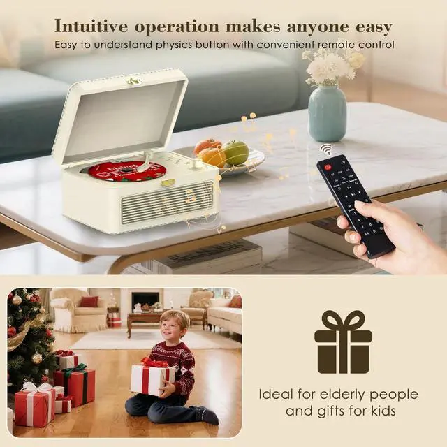 Alt view image 6 of 7 - CD Player Portable Bluetooth: Kegaudio CD Players for Home with Speakers 3600mAh Rechargeable & Radio & Remote Control PU Leather Vintage CD-Player Support USB/AUX Playback Headphone Jack