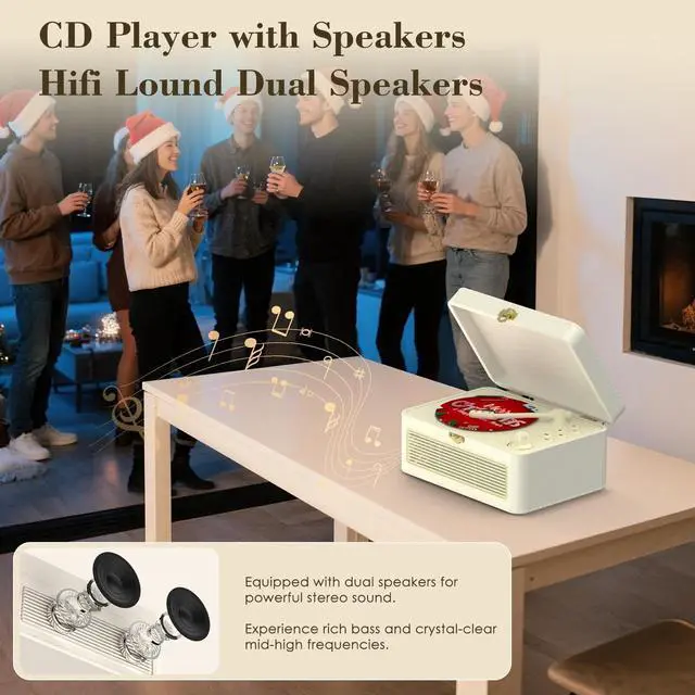 Alt view image 4 of 7 - CD Player Portable Bluetooth: Kegaudio CD Players for Home with Speakers 3600mAh Rechargeable & Radio & Remote Control PU Leather Vintage CD-Player Support USB/AUX Playback Headphone Jack