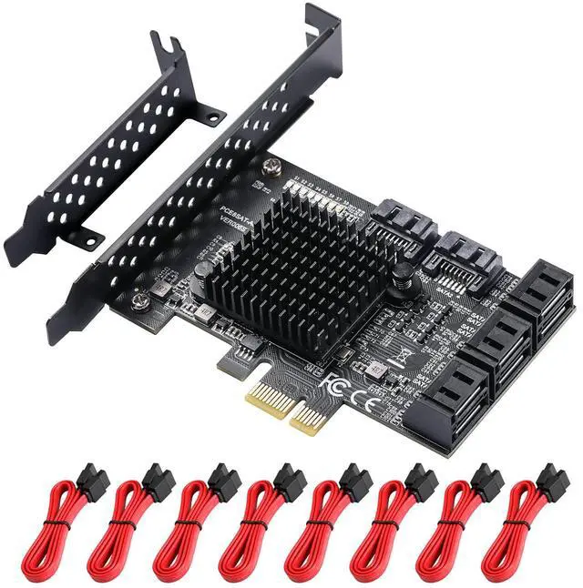 Main image of PCIe 8-Port SATA Card with 8 Cables and Low Profile Bracket, 6Gbps SATA 3.0 PCIe Card