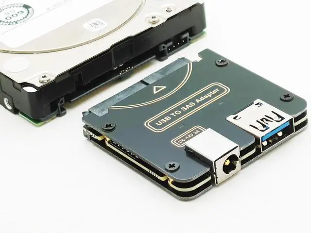 Alt view image 4 of 6 - SAS to USB 3.0 Adapter Card, USB 3.0 SAS SATA Hard Drive Enclosure Reader for 2.5 3.5 Inch HDD SSD with 12V/2A Power