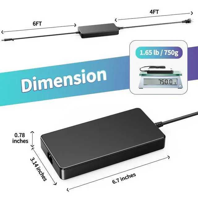 Alt view image 3 of 5 - 230W AC Charger for HP Thunderbolt Dock 230W G2 2UK38AA Zbook 15 G1 G2 17 G2 Omen X 2S 15 Z2 Mini G4 17-cb 15-dg EliteBook 8770w Laptop Power Supply Adapter