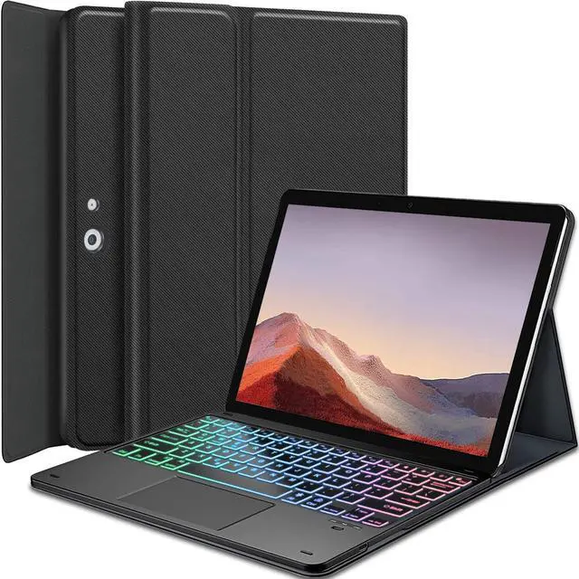 Main image of Touchpad Keyboard Case for 12.3" Microsoft Surface Pro 7+/Pro 7/Pro 6/Pro 5/Pro 4, 7 Color Rainbow Backlight Detachable Bluetooth Trackpad Keyboard Folio Smart Cover