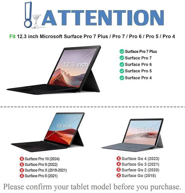 Alt view image 2 of 7 - Touchpad Keyboard Case for 12.3" Microsoft Surface Pro 7+/Pro 7/Pro 6/Pro 5/Pro 4, 7 Color Rainbow Backlight Detachable Bluetooth Trackpad Keyboard Folio Smart Cover