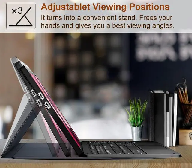 Alt view image 4 of 7 - Touchpad Keyboard Case for 12.3" Microsoft Surface Pro 7+/Pro 7/Pro 6/Pro 5/Pro 4, 7 Color Rainbow Backlight Detachable Bluetooth Trackpad Keyboard Folio Smart Cover